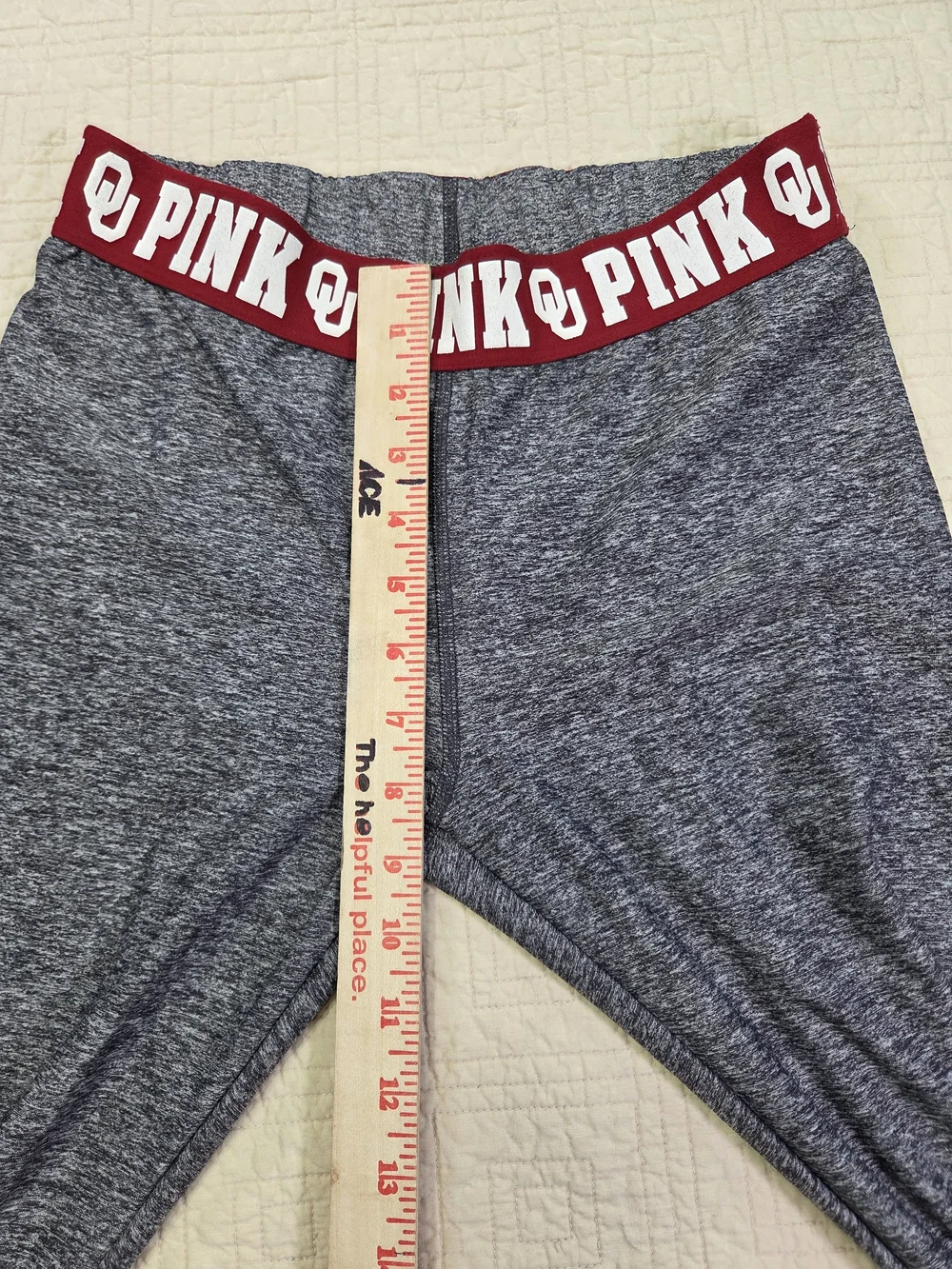 PINK Victorias Secret University of Oklahoma Sooners Leggings Heather Gray Small - Picture 11 of 12